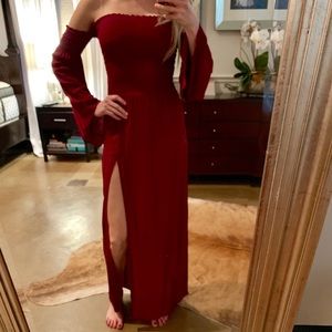 Blue Life Off Shoulder Maxi with Front Slit